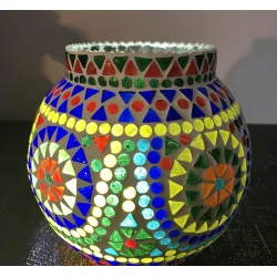 Multicoloured mosaic candle jar