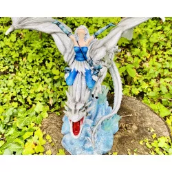 Dragonnienne et son Dragon Blanc ,40 cm