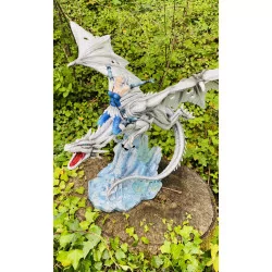 Dragonnienne et son Dragon Blanc ,40 cm