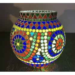 Multicoloured mosaic candle jar