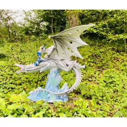 Dragonnienne et son Dragon Blanc ,40 cm