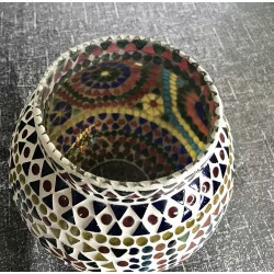 Multicoloured mosaic candle jar