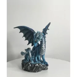 Dragon Bleu et son bébé 17,5 cm