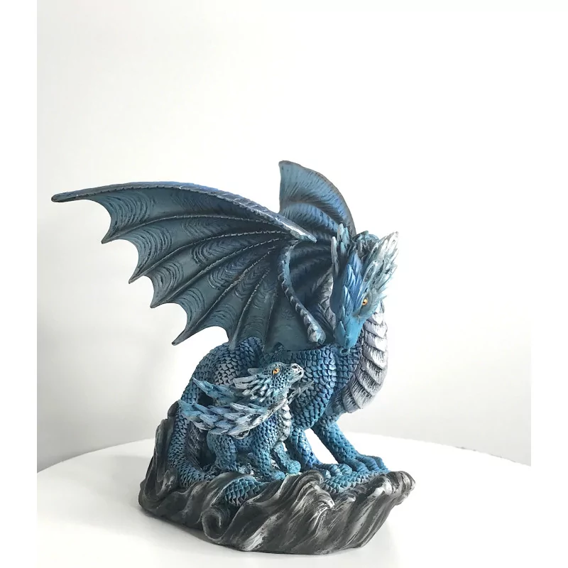 Dragon Bleu et son bébé 17,5 cm