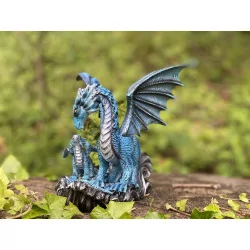 Dragon Bleu et son bébé 17,5 cm