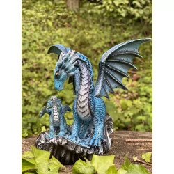 Dragon Bleu et son bébé 17,5 cm