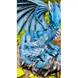 Dragon Bleu et son bébé 17,5 cm