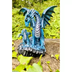 Dragon Bleu et son bébé 17,5 cm