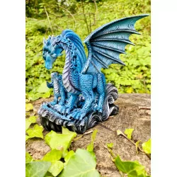 Dragon Bleu et son bébé 17,5 cm