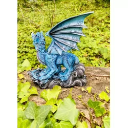 Dragon Bleu et son bébé 17,5 cm