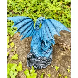 Dragon Bleu et son bébé 17,5 cm