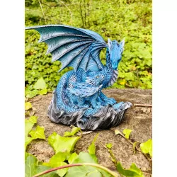 Dragon Bleu et son bébé 17,5 cm