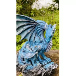 Dragon Bleu et son bébé 17,5 cm