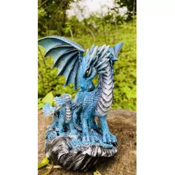 Dragon Bleu et son bébé 17,5 cm