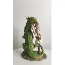 Dragonnienne et son Dragon vert. 18 cm