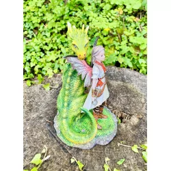 Dragonnienne et son Dragon vert. 18 cm