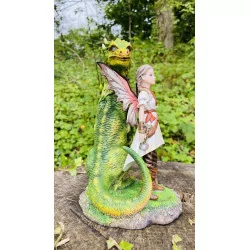 Dragonnienne et son Dragon vert. 18 cm