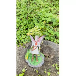 Dragonnienne et son Dragon vert. 18 cm