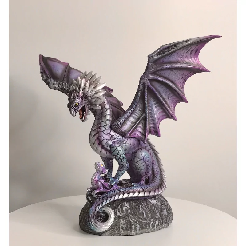 Dragon Violet avec son petit, 21,5cm