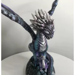 Dragon Violet avec son petit, 21,5cm