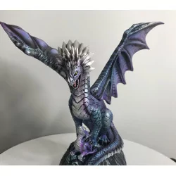 Dragon Violet avec son petit, 21,5cm