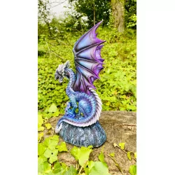 Dragon Violet avec son petit, 21,5cm