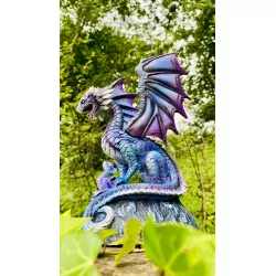 Dragon Violet avec son petit, 21,5cm