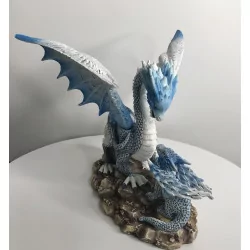 Dragon bleu ciel et son petit , 15,5 cm