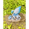 Dragon bleu ciel et son petit , 15,5 cm