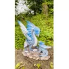 Dragon bleu ciel et son petit , 15,5 cm