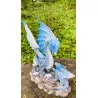 Dragon bleu ciel et son petit , 15,5 cm