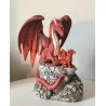 Dragon rouge et son petit, 17,5 cm