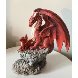 Dragon rouge et son petit, 17,5 cm