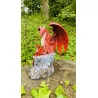 Dragon rouge et son petit, 17,5 cm