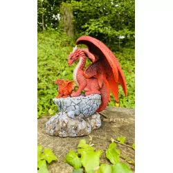 Dragon rouge et son petit, 17,5 cm