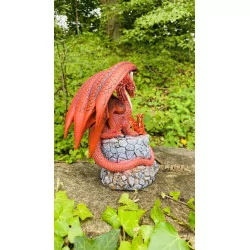 Dragon rouge et son petit, 17,5 cm