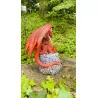 Dragon rouge et son petit, 17,5 cm