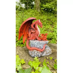 Dragon rouge et son petit, 17,5 cm