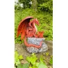 Dragon rouge et son petit, 17,5 cm