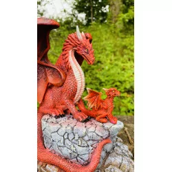 Dragon rouge et son petit, 17,5 cm