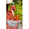 Dragon rouge et son petit, 17,5 cm