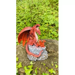 Dragon rouge et son petit, 17,5 cm