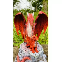 Dragon rouge et son petit, 17,5 cm