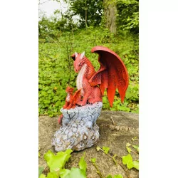 Dragon rouge et son petit, 17,5 cm