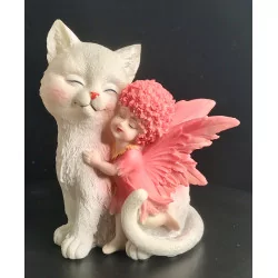 Bébé fée & Chat Blanc, 14,5cm