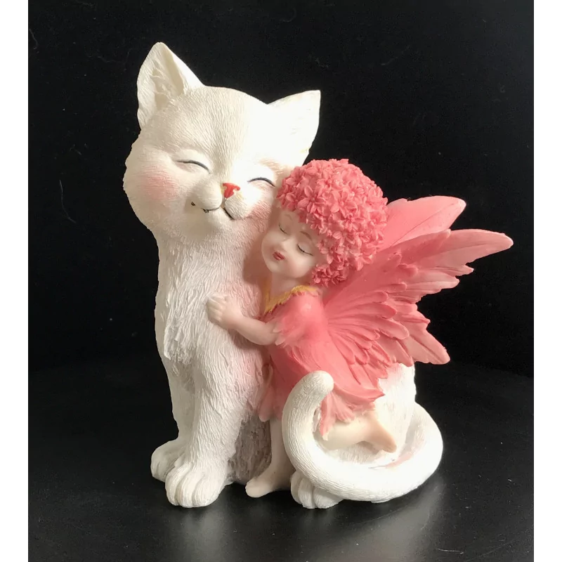 Bébé fée & Chat Blanc, 14,5cm