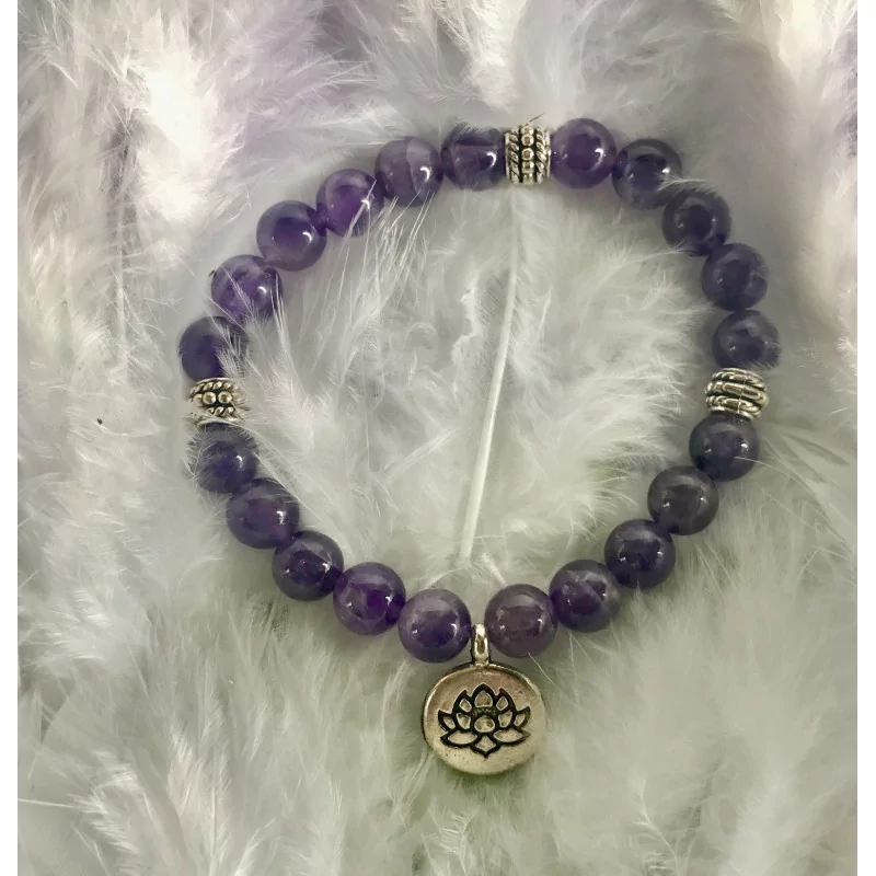 Pulsera Mala Amatista elástica Loto