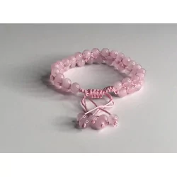 Pulsera ajustable de dos filas de cuarzo rosa