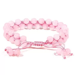 Bracelet en Quartz Rose double rang ajustable