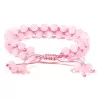 Pulsera ajustable de dos filas de cuarzo rosa